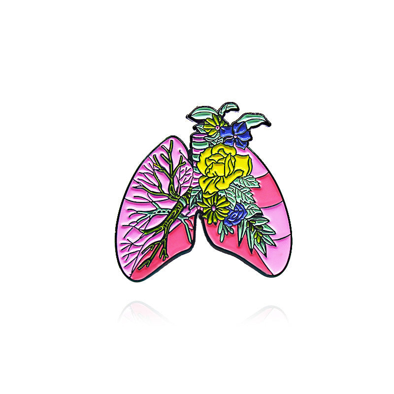 Series Badge Pink Lung Uterus Skeleton Brooches