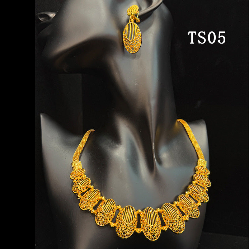 Gold Plated Female Bridal Wedding Imitation Jewelry Set