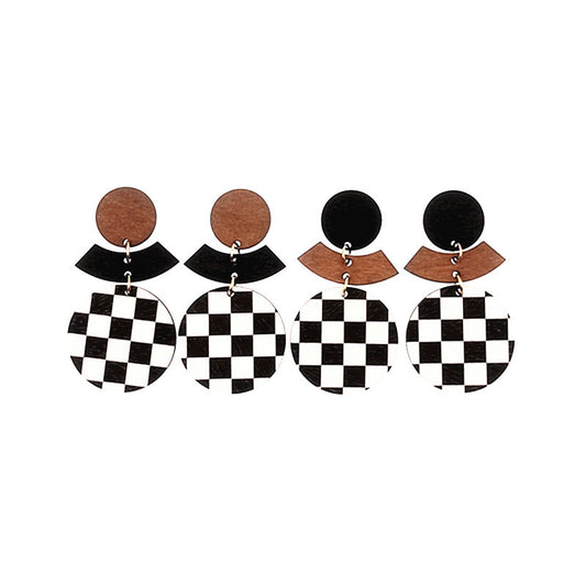 Patch Fashionable Simple Geometric Versatile Wooden Earrings
