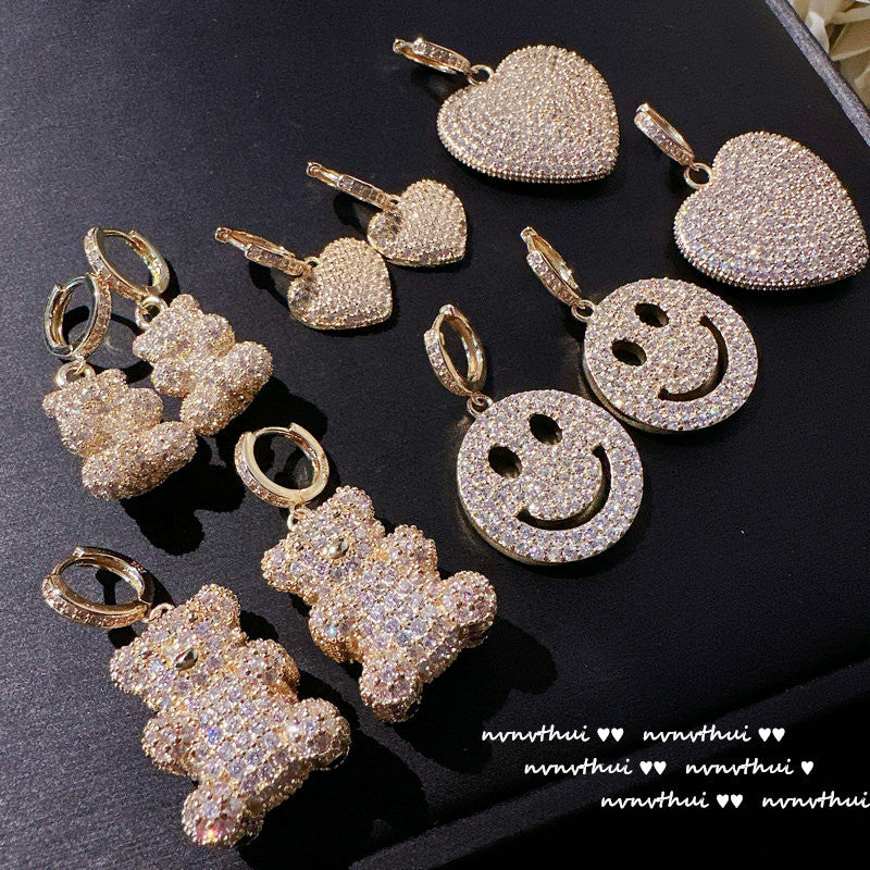 Ancient Babylonian Bear Gem Star River Bright Gold-plated Smiley Face Rings