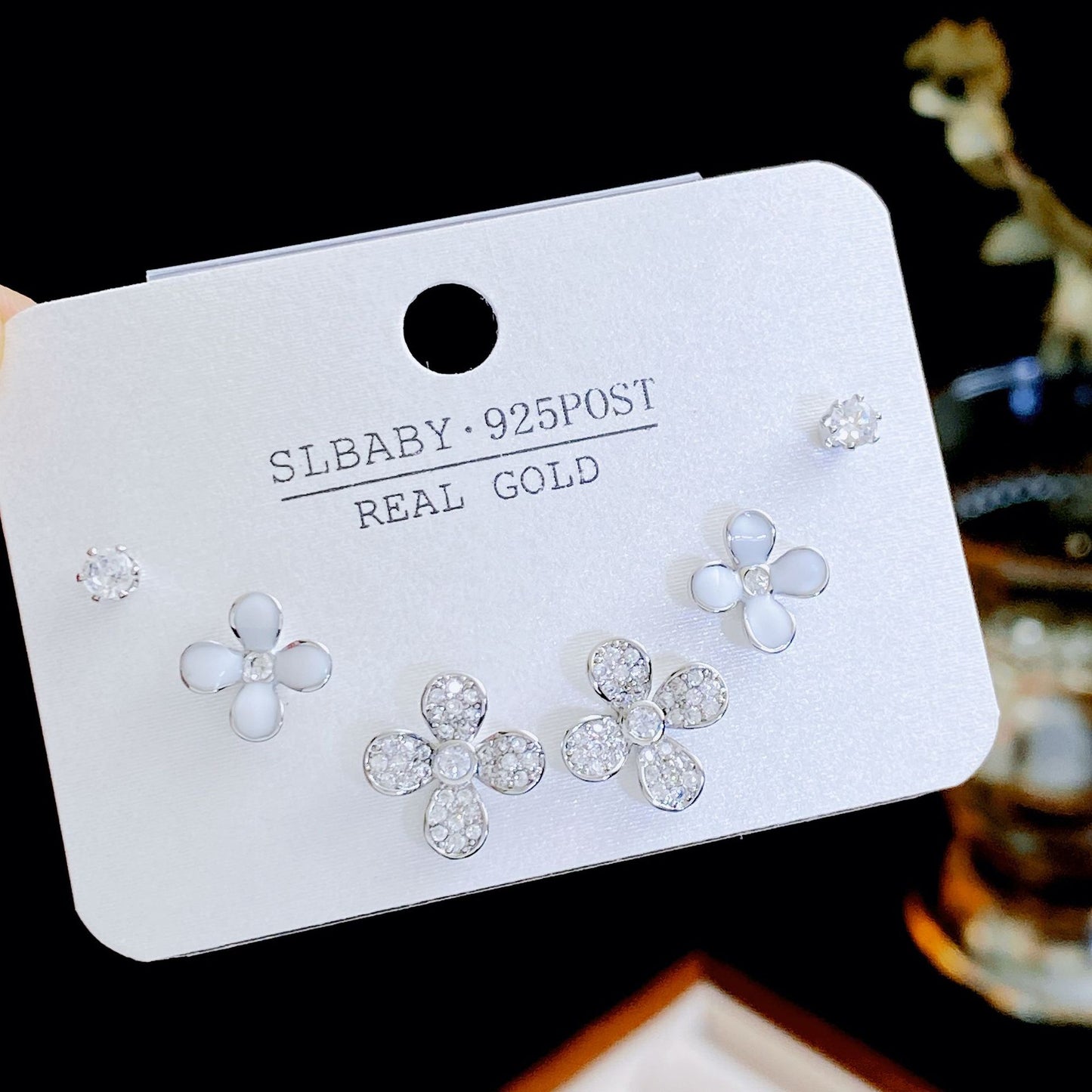 Micro Inlaid Zircon Pearl Commuter Three Pairs Earrings