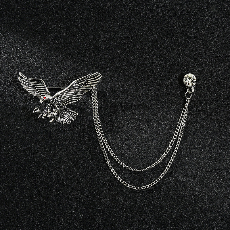 Men's Diamond Eagle Deer Head Domineering Brooch Bow Tie Brooches