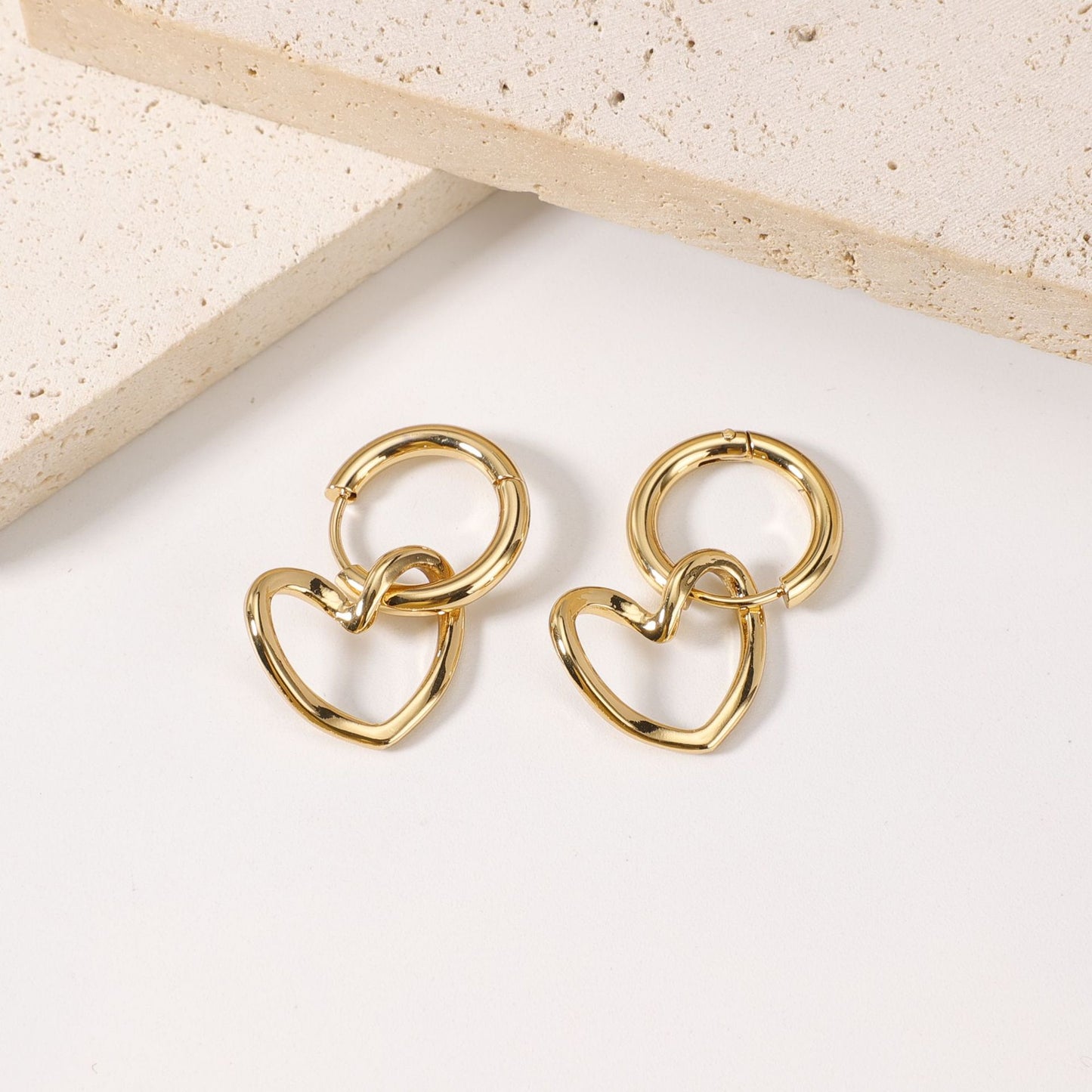 Women's Fashionable Stainless Steel Love Heart Flowers Eardrops Stud Earrings