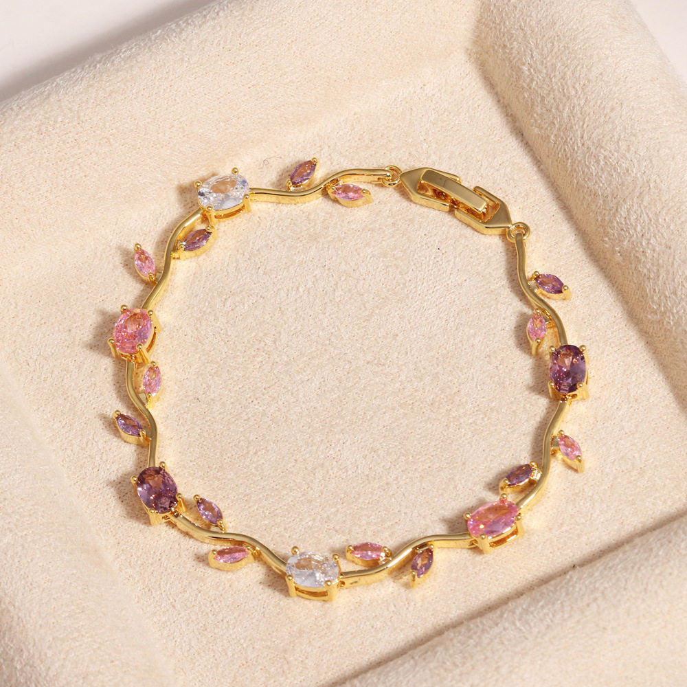 Temperament Wild Copper Color Zircon Branches Bracelet