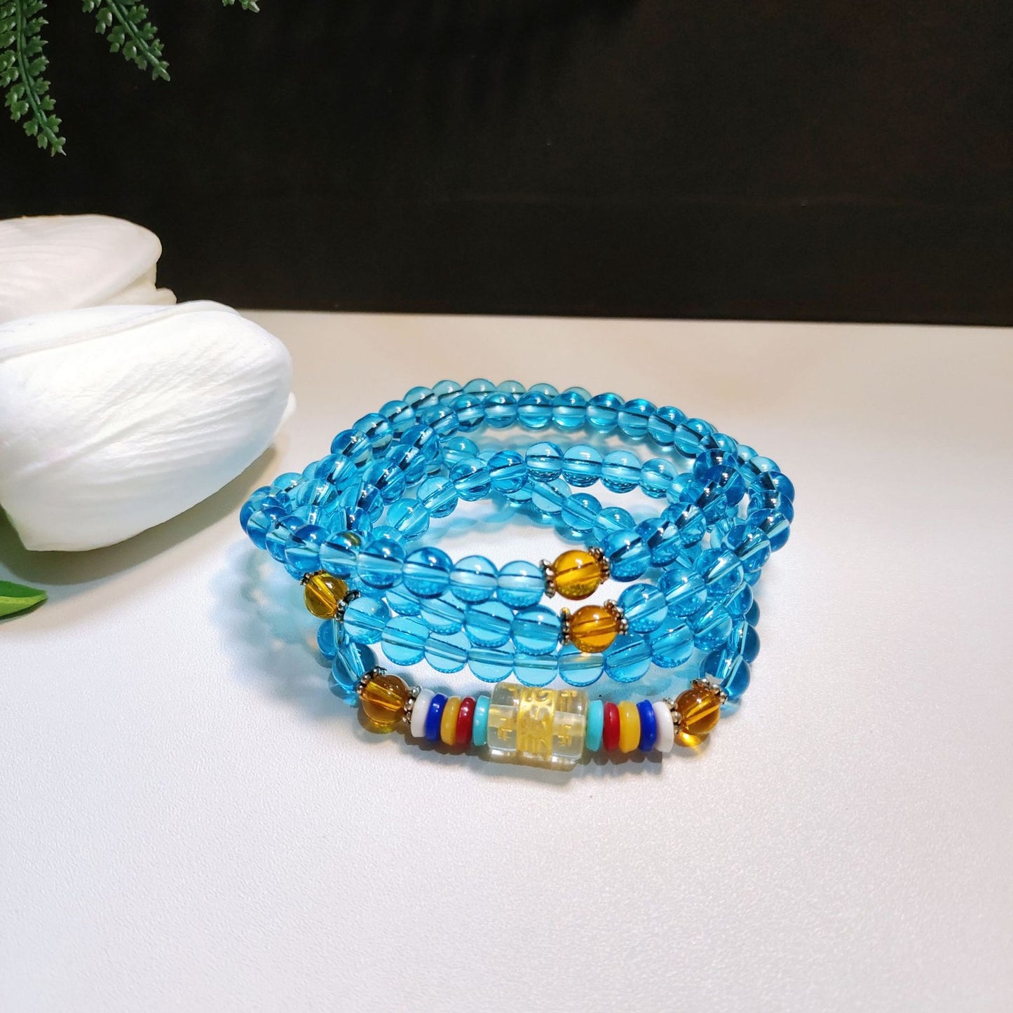 Women's & Men's Beads Four Circles Six Words Mantra Multi Gift Five Bracelet