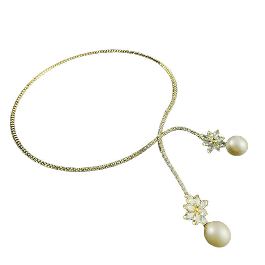 Women's Opening Rhinestone Pearl High-grade Light Luxury Minority Zircon Clavicle Collar
