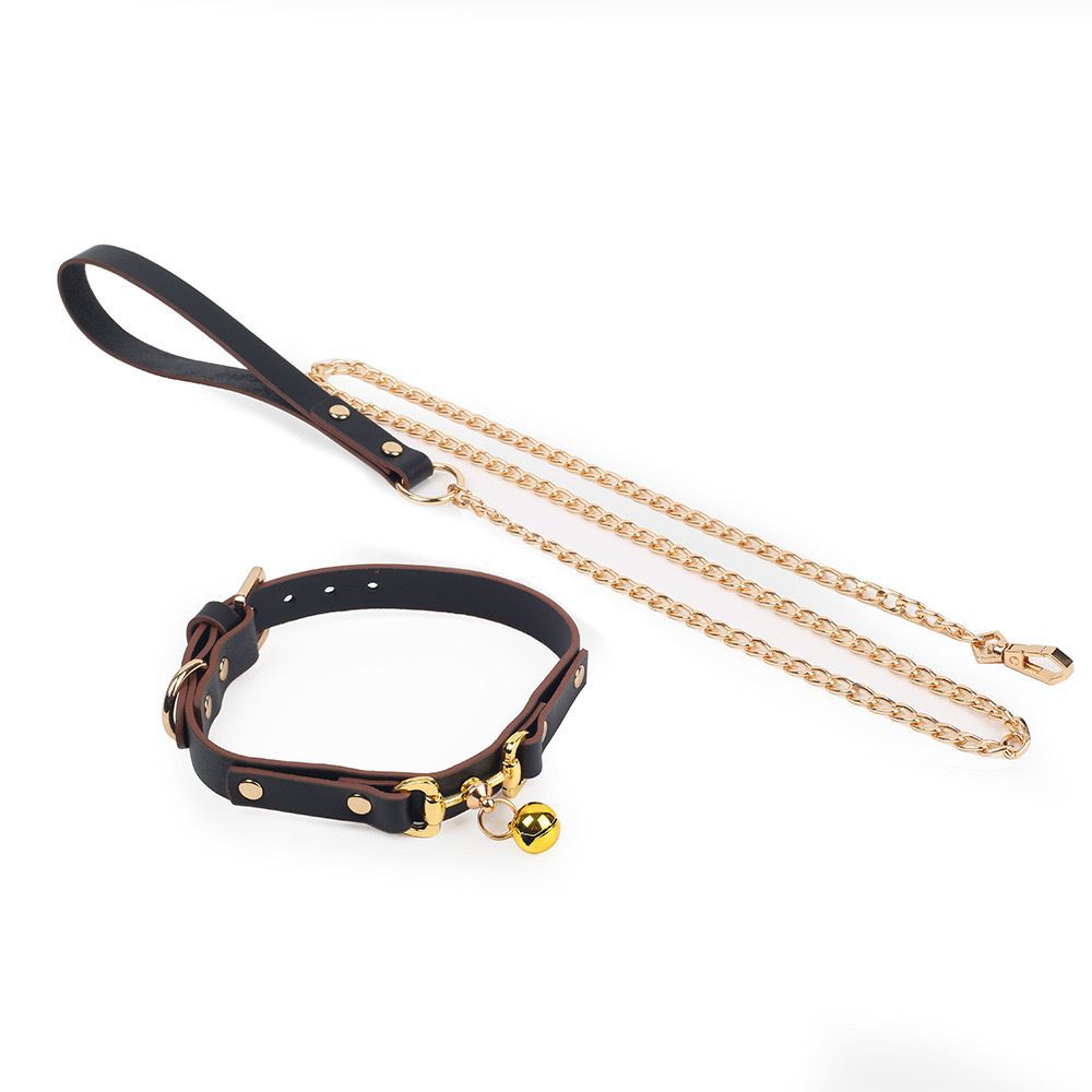 Golden Bell Pure Desire Clavicle Chain Drag Leather Adult Collar