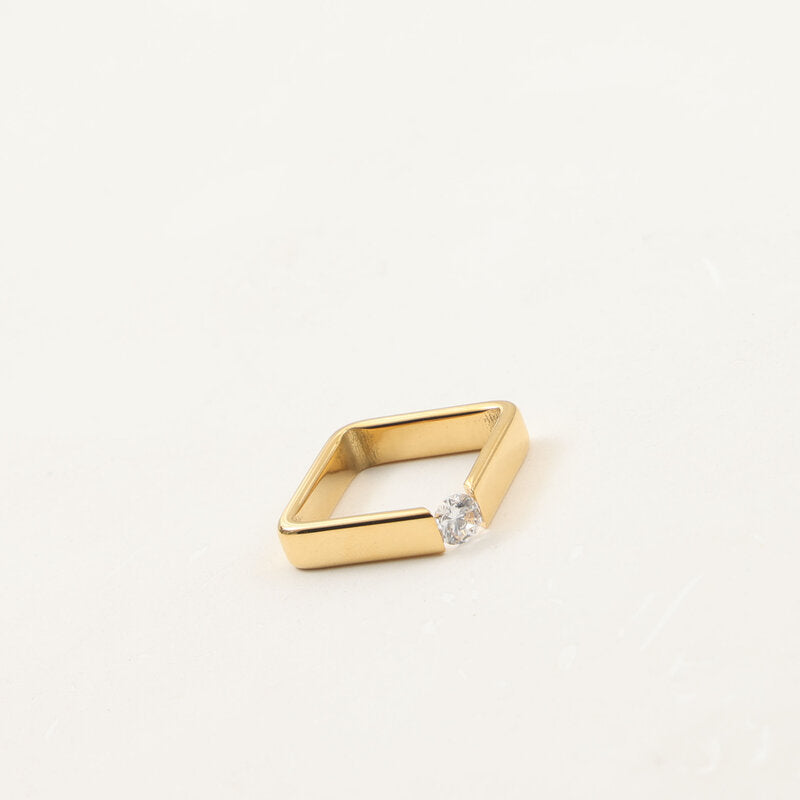 Square Clip Stone Titanium Steel Gold Plated Bracelet