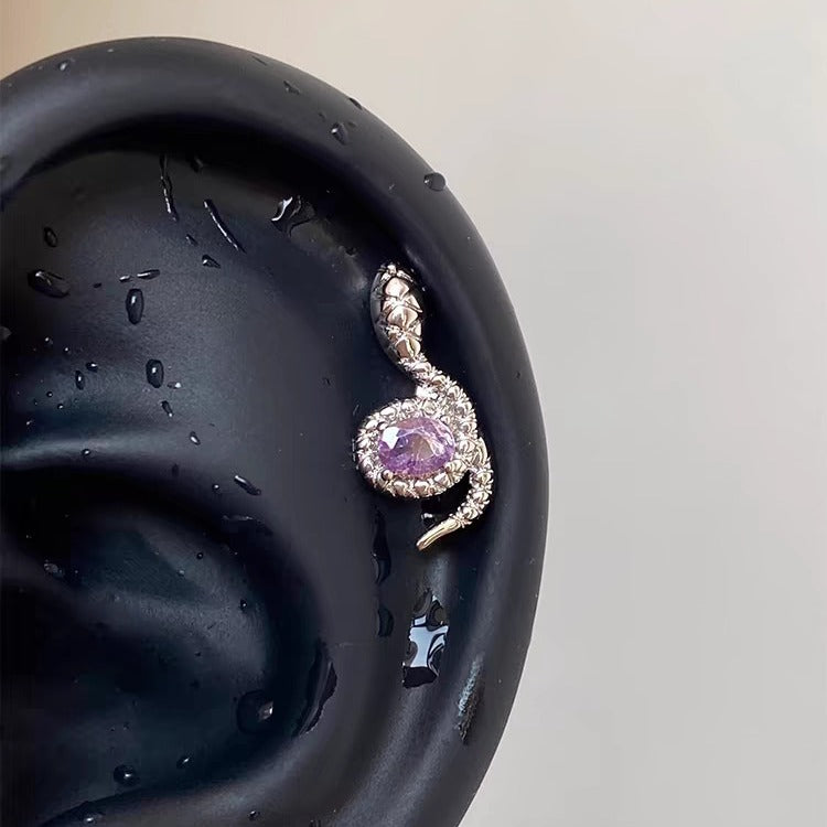 Dream Snake Super Shiny Purple Zircon Sweet Stud Earrings