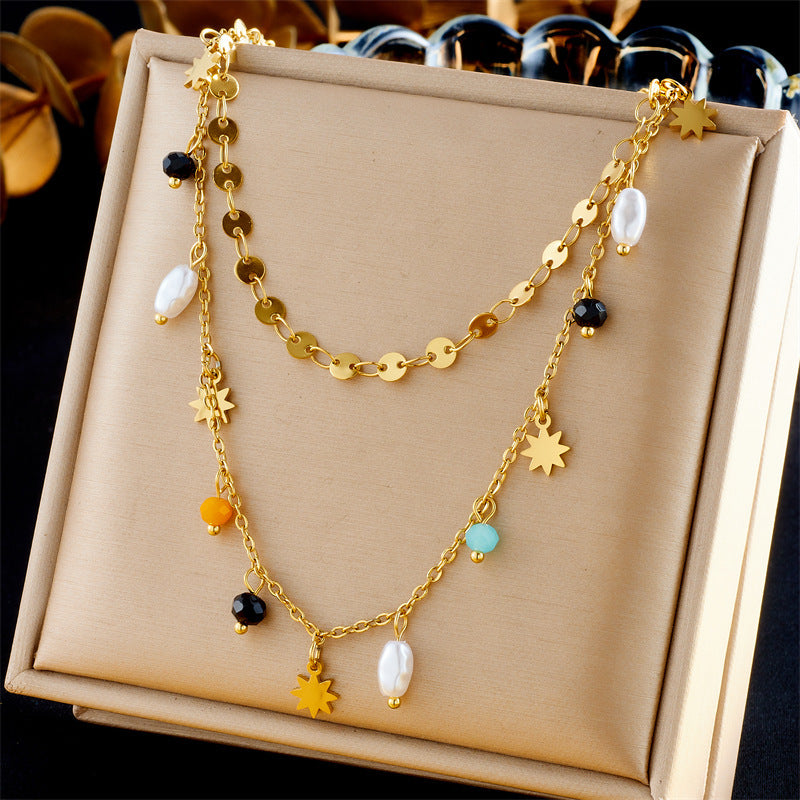 Women's Sun Cross Stainless Steel Fashion Personality Design Necklace