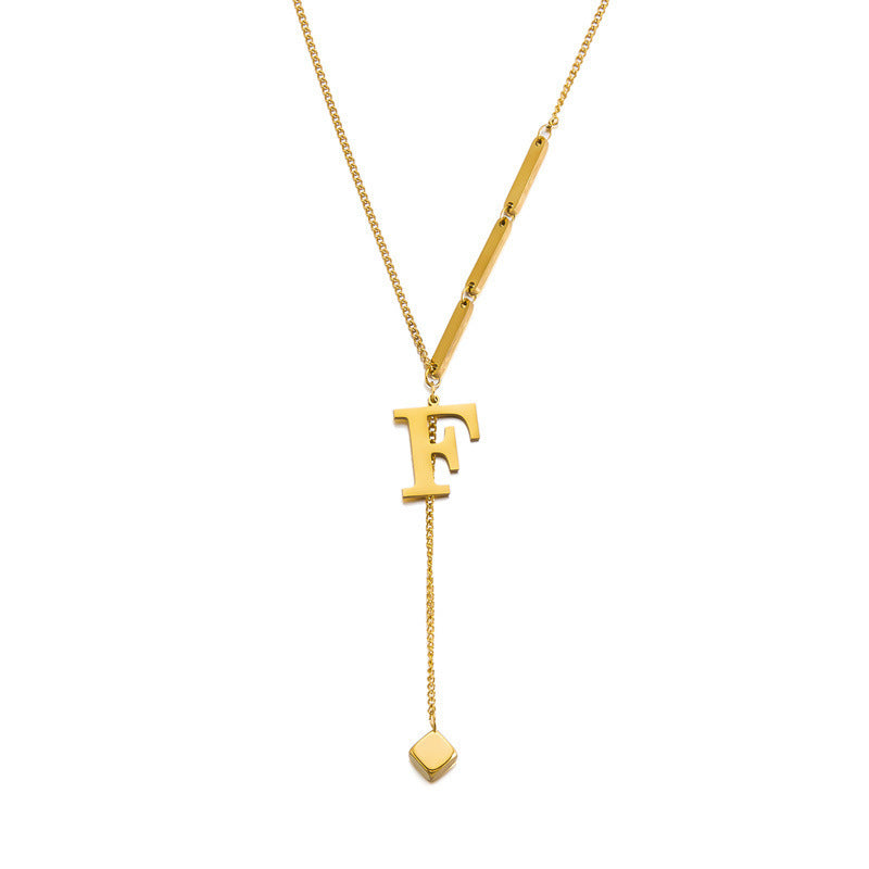 Women's Square Chain With Letters Elegant High-grade Necklaces