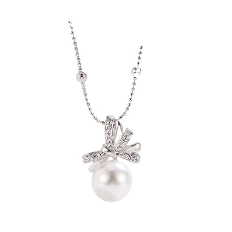 Women's Ribbon Bow Pearl Classic Sier High-grade Clavicle Necklaces