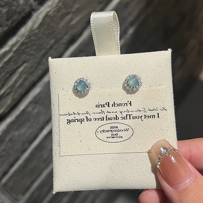 Women's Compact Mini Blue Green Zircon For Earrings