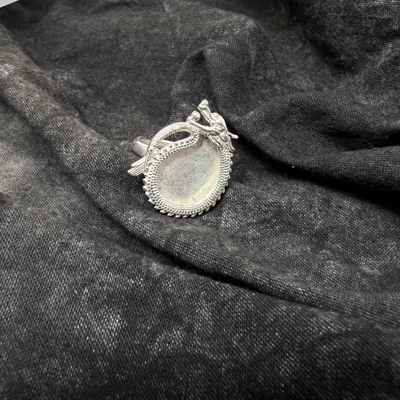 Distressed Ethnic Style Handmade Old Sier Miao Ring