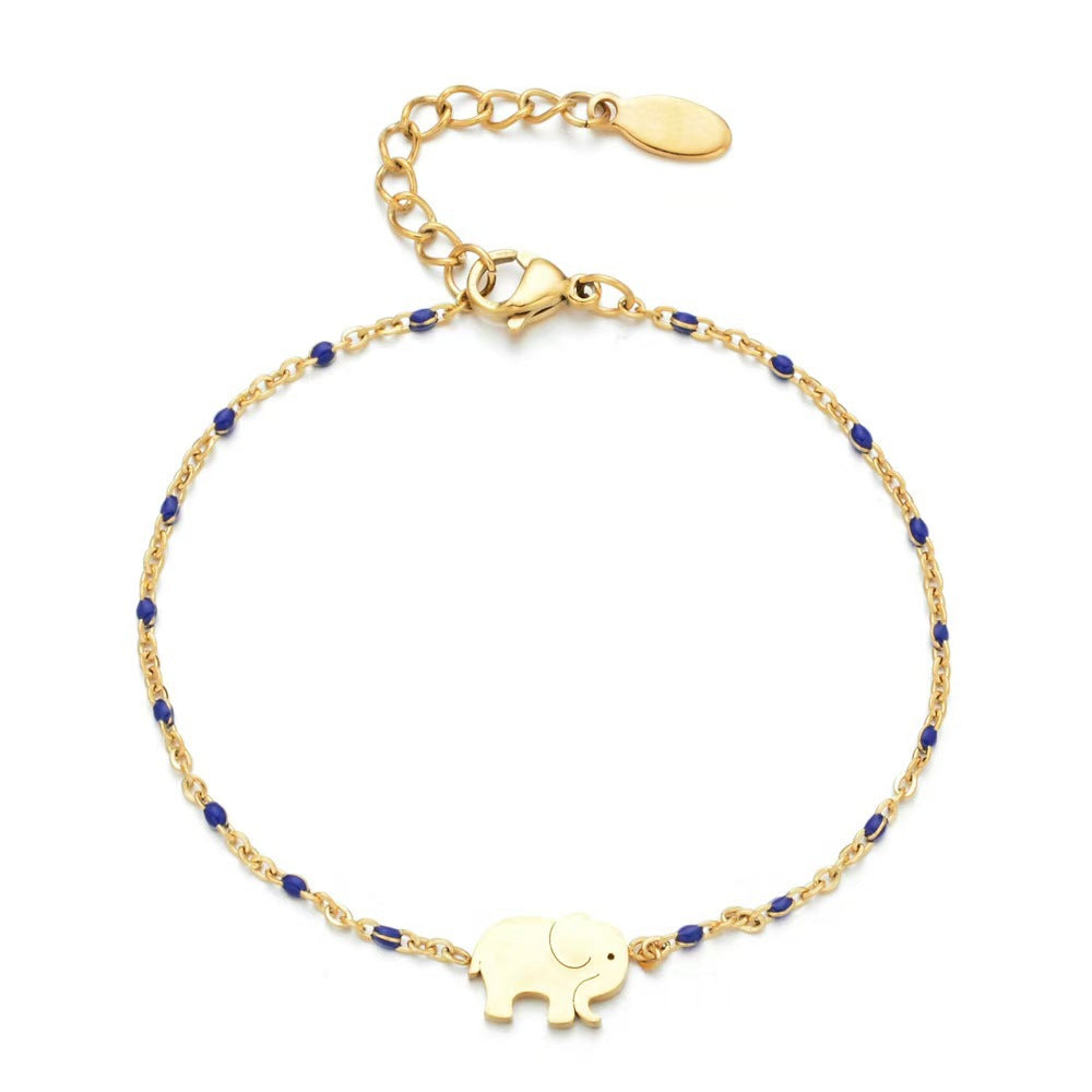 Bohemian Stainless Steel Female Creative Elephant Color Bead Strand Does Bracelet