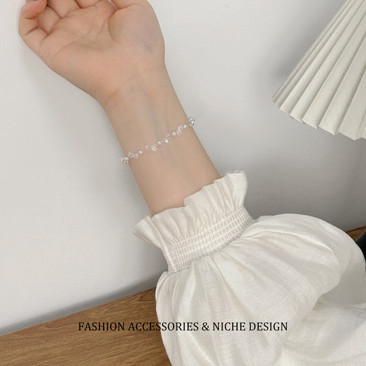Entry Lux Fresh Square Diamond Pearl Fishing Line Simplicity Bracelet