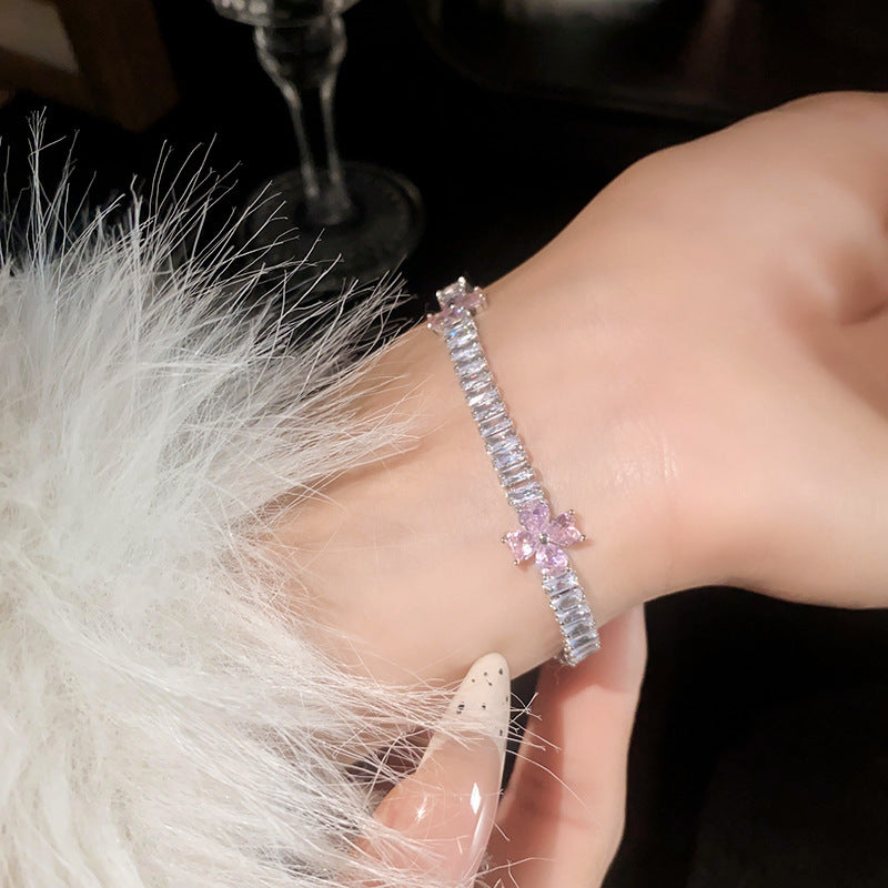 Pink Zircon Geometric Round Pull-out Retro Minority Elegant Bracelets