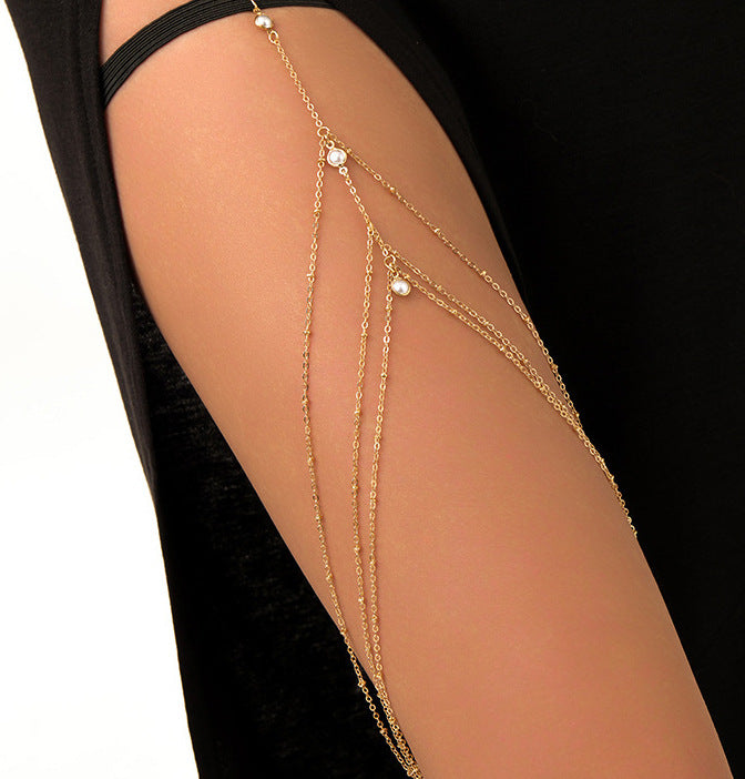 Women's Chain Leg Gold Sexy Big Diamond Clip Anklets