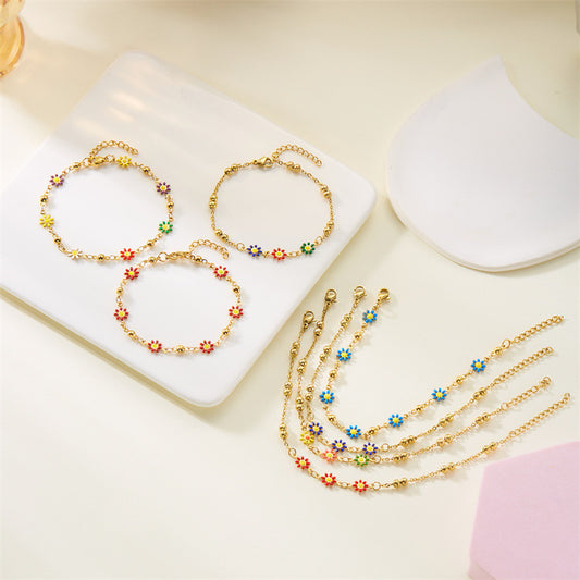 Women's High-grade Colorful Oil Stainless Steel Fashion Round Bracelets