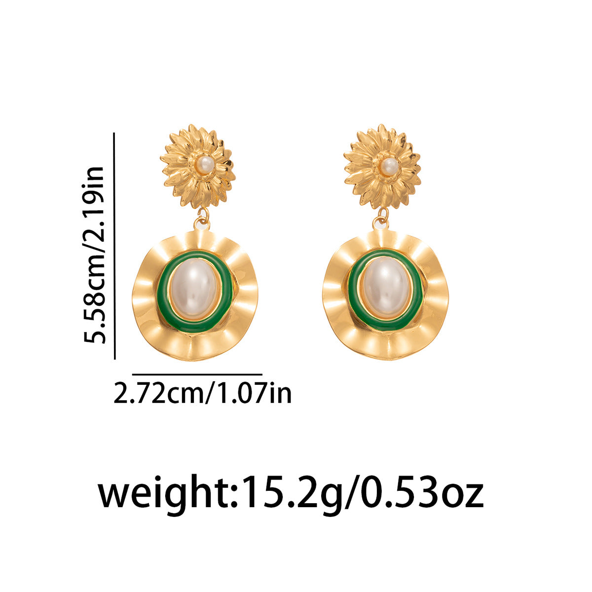 Steel Lotus Leaf Oval Pearl Light Luxury Stud Earrings