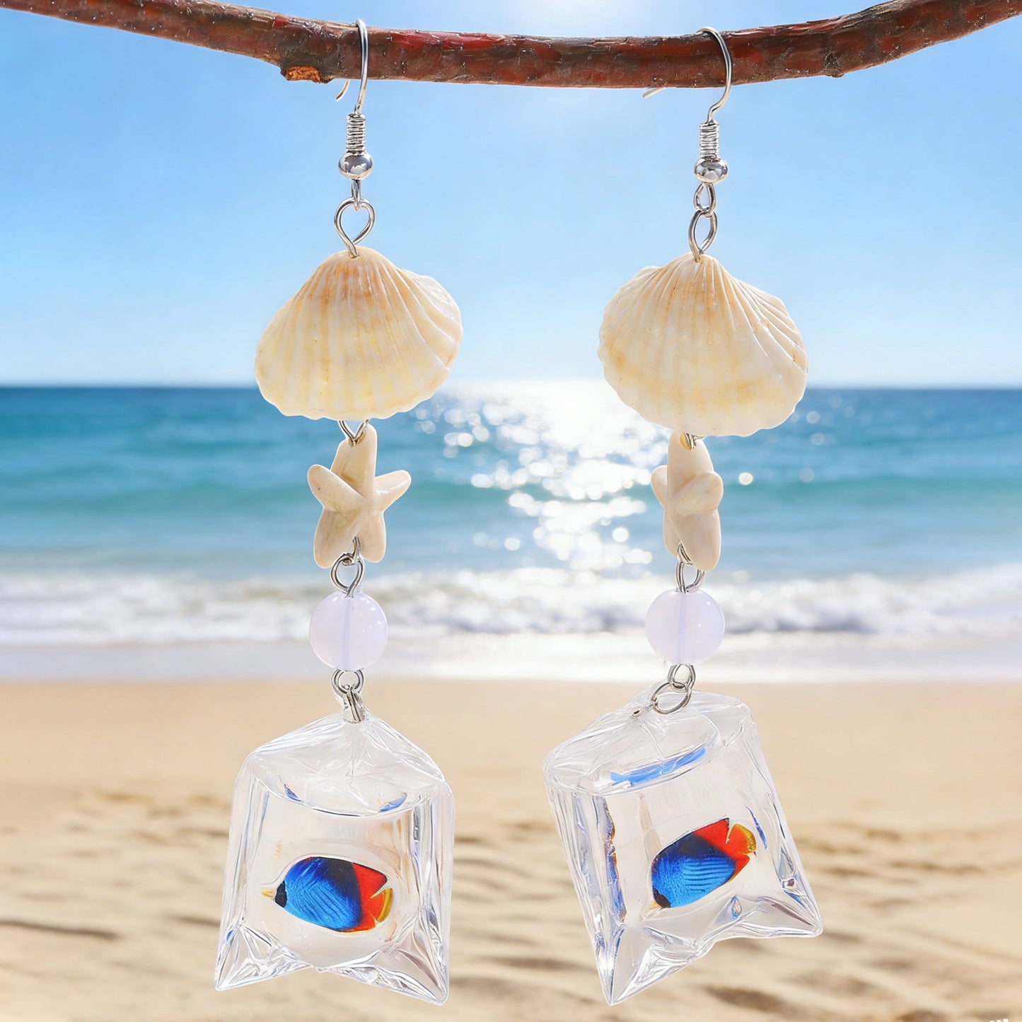 Women's Style Starfish Natural Shell Tropical Fish Earrings