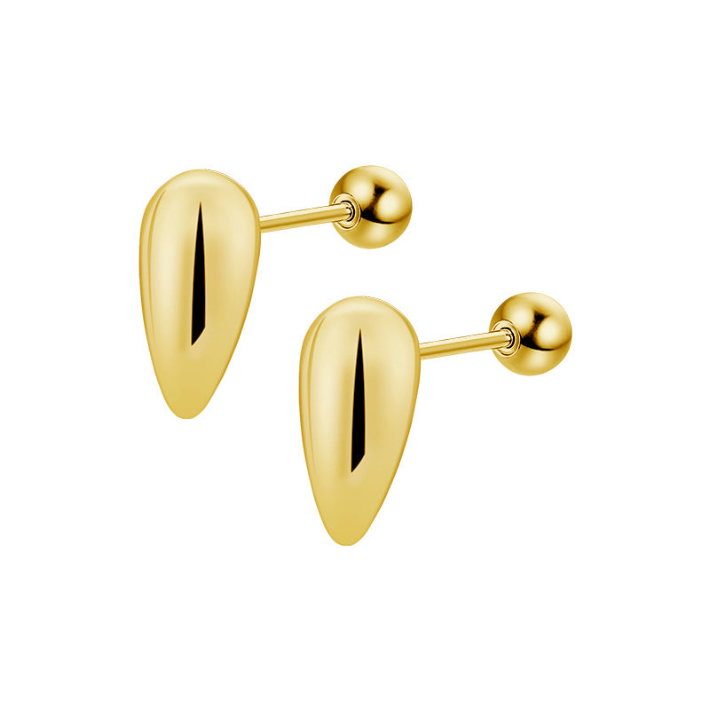 Women's Simple Personality Stylish Water Drop Titanium Steel Ear Stainless Rings