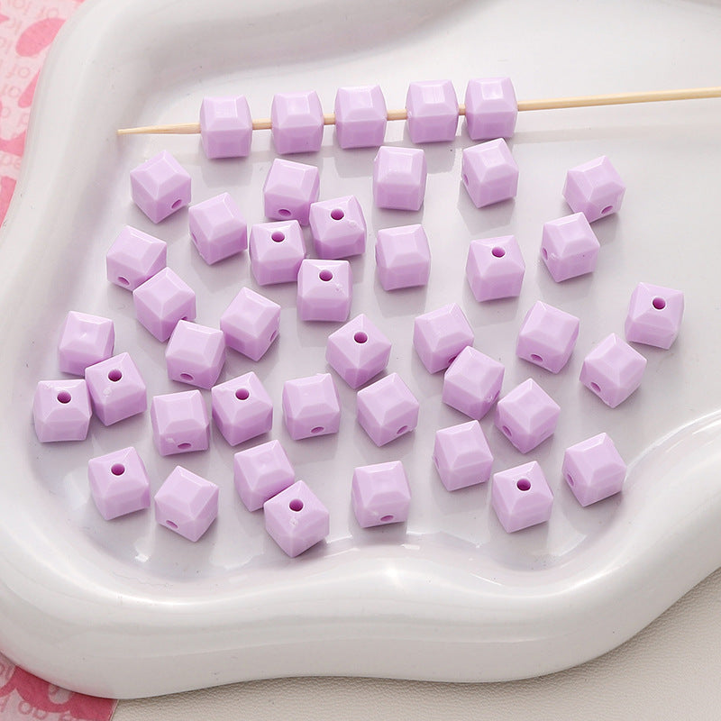 Acrylic Solid Color Imitation Glass Three-dimensional Square Jewelry Accessories