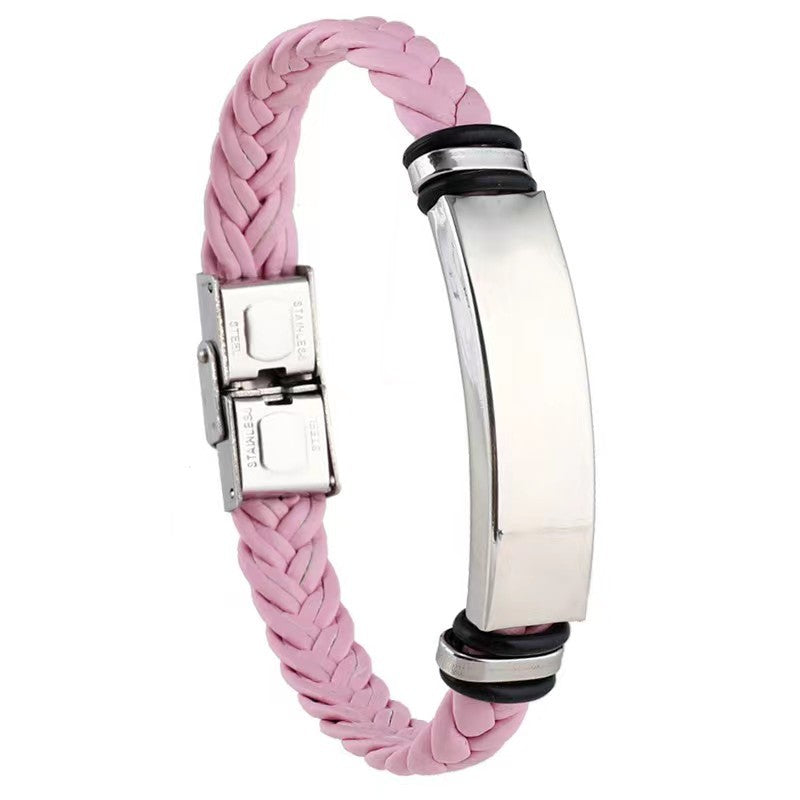 Simple Casual Stainless Steel Leather Woven Bracelets