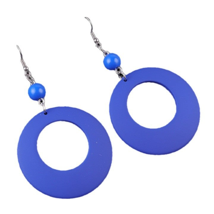 Women's Exaggerated Retro Series Big Circle Acrylic Color Earrings