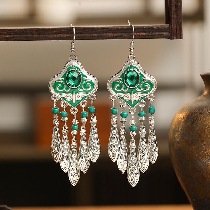 Style Design Long Leaf-shaped Female Yunnan Earrings