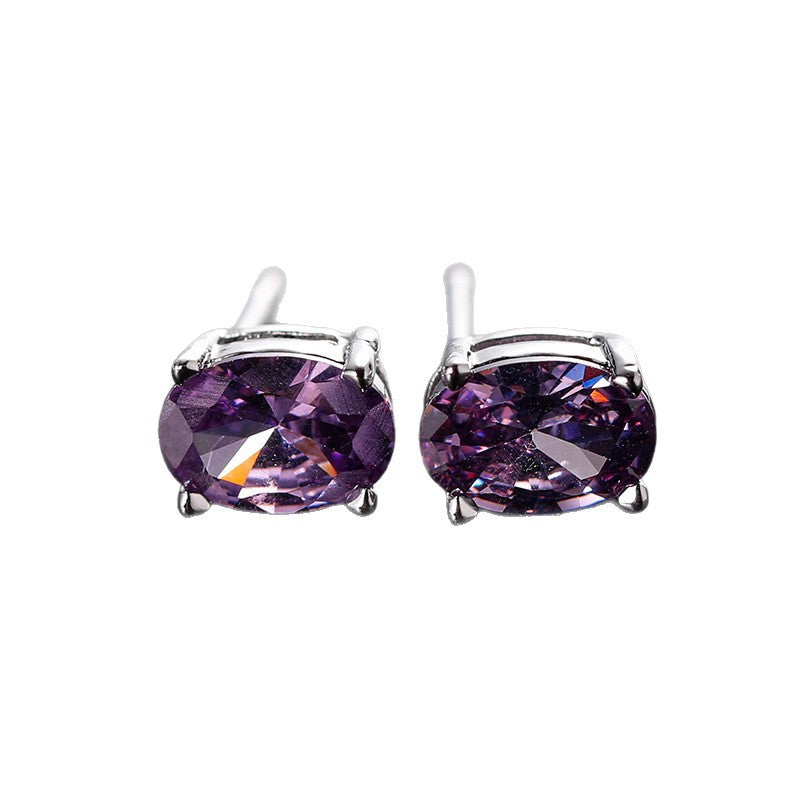 Pretty Zircon Korean Fashion Egg-shaped Color Rings