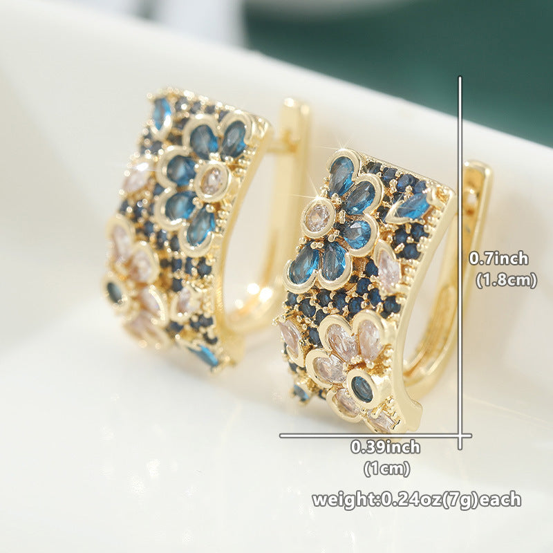 Copper Light Luxury Temperament Leaves Flower Earrings