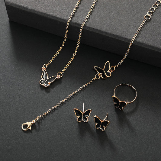 Women's Drop Oil Small Butterfly Fashion Simple Jewelry Set