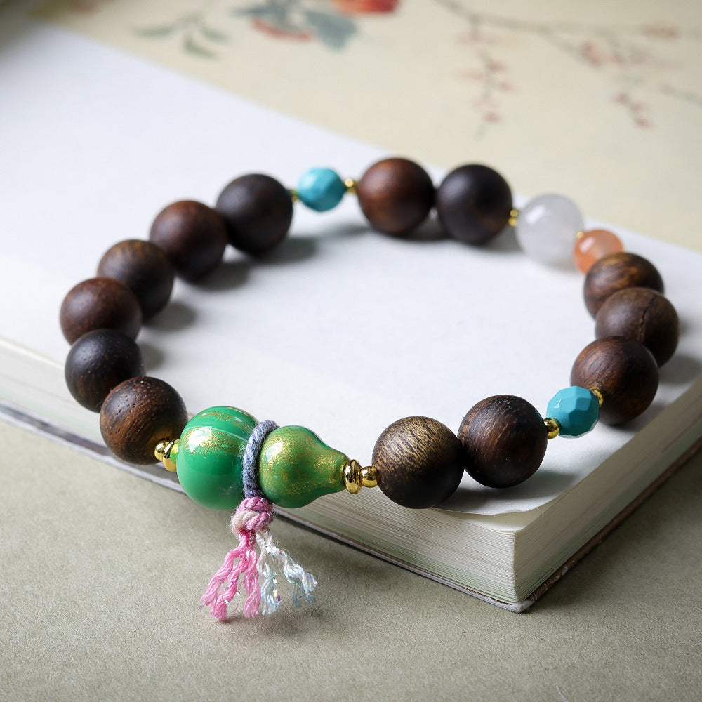 Women's Vietnam Nha White Chess Nan Eaglewood Buddha Beads Bracelets