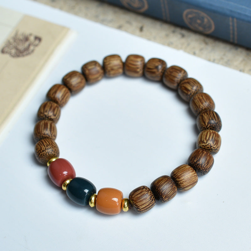 Women's & Men's Bamboo Festival Six Words Proverbs Moonstone Rosary Single Circle Bracelets