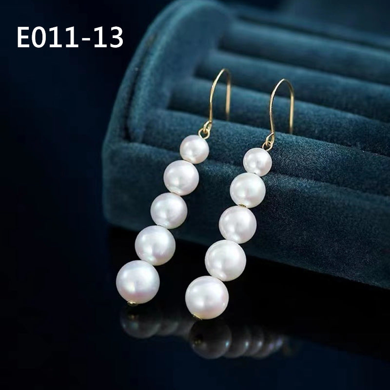 Women's Sier Needle Mermaid Pearl Retro Simple Graceful Earrings