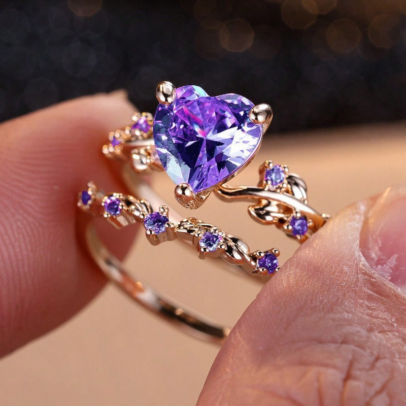 Inlaid Zircon With Diamond Heart-shaped Stylish Rings