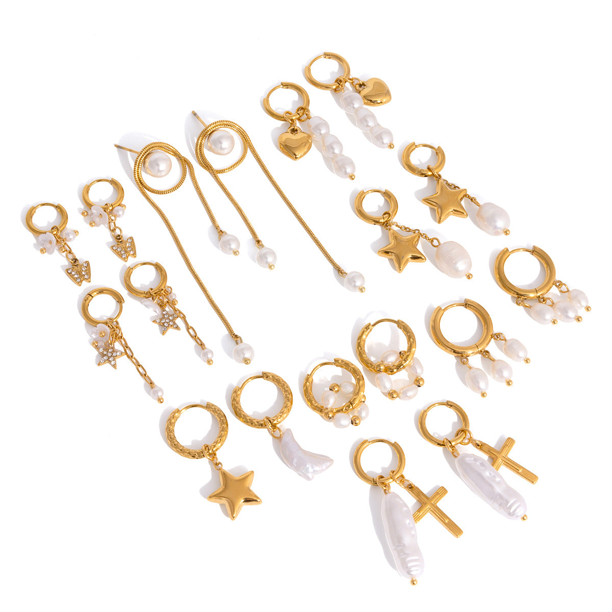 Stainless Steel Pearl Fashion Classic Baroque Earrings