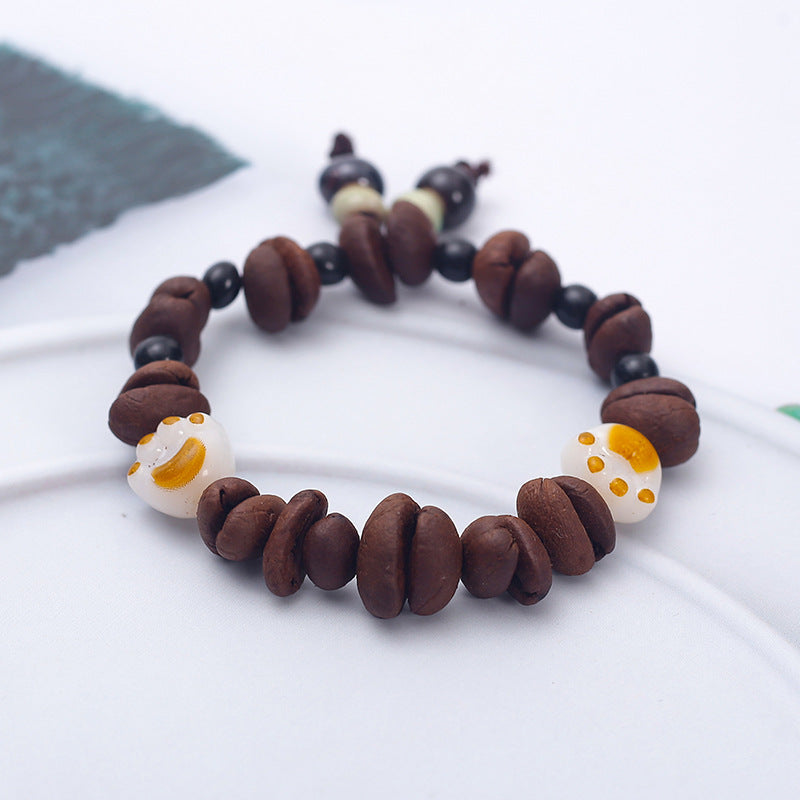 Natural Handmade Real Coffee Bean Stone Passion Bracelets