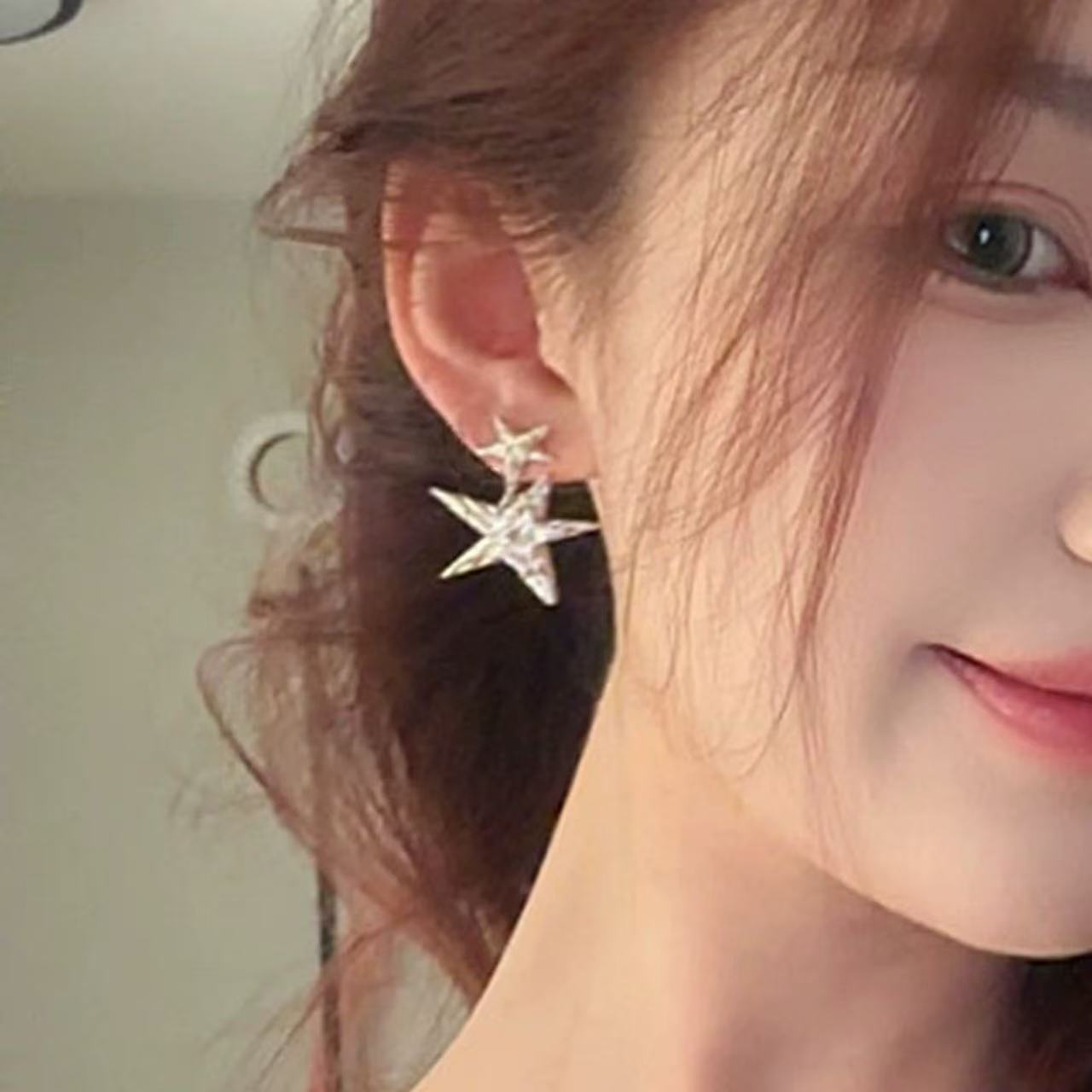 French Entry Lux Pentagram Female Fashionable Temperamental Design Senior Stud Earrings