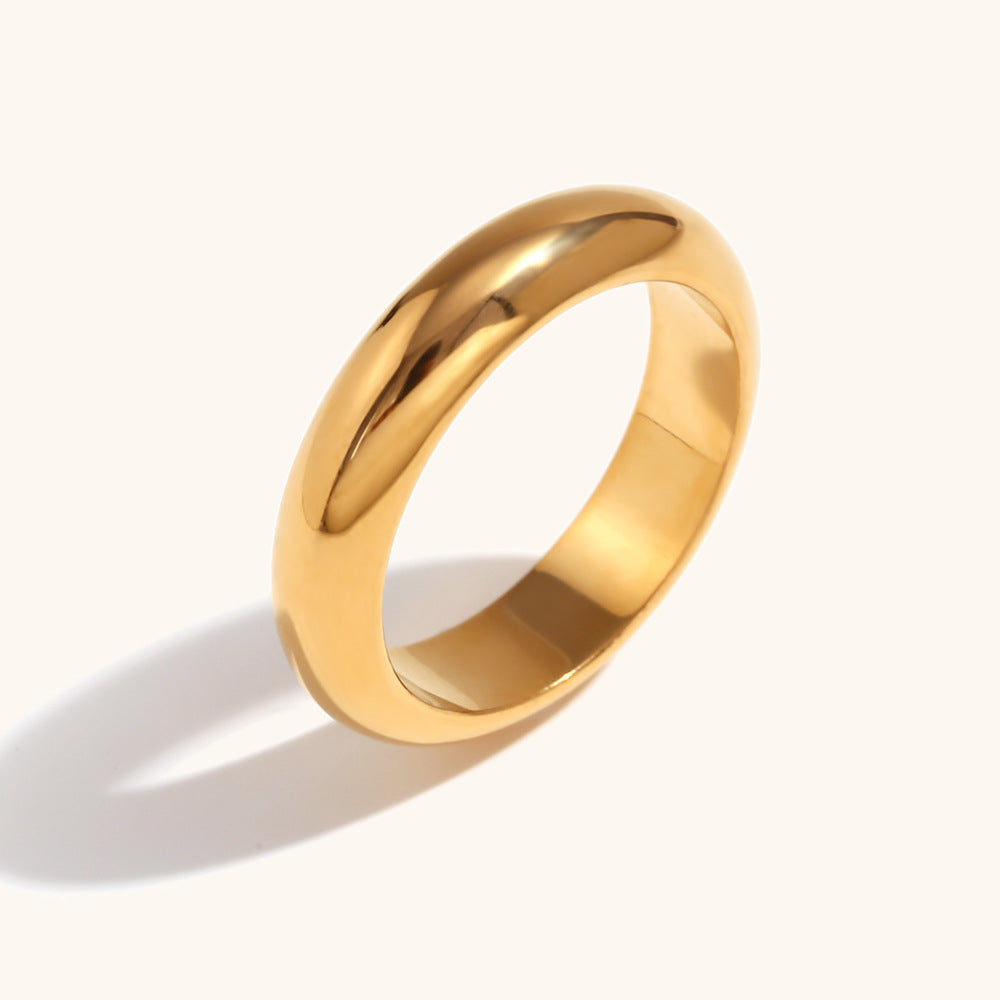 Simple Thick Stainless Steel Gold Plated Affordable Luxury Ring