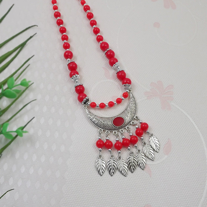Ethnic Tibetan Colorful Beads Female Phoenix Necklace