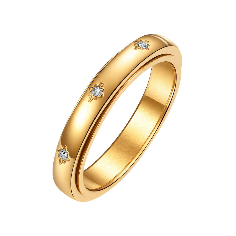 Women's Rotatable Decompression Titanium Steel Couple Niche Ring