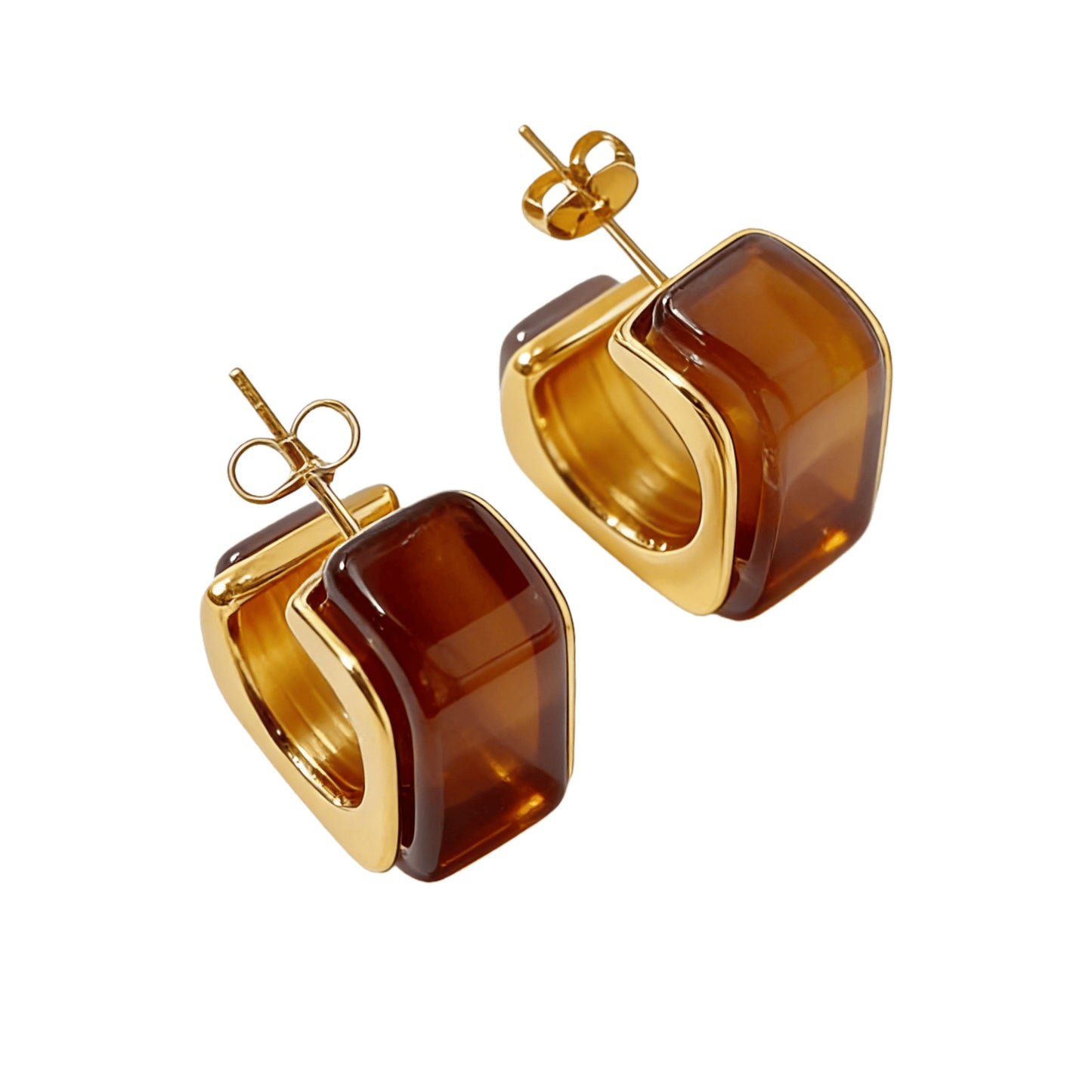 Retro Elegant Brown Amber Resin Personalized Shaped Affordable Luxury Fashion Rings