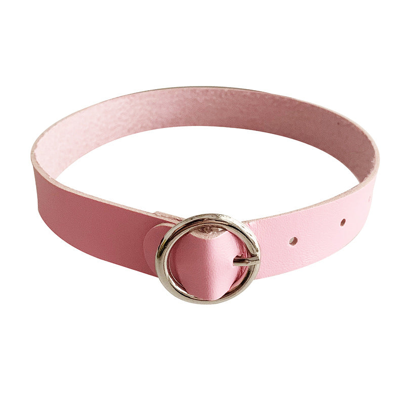 Leather Round Gothic Simple Neck Band Collar