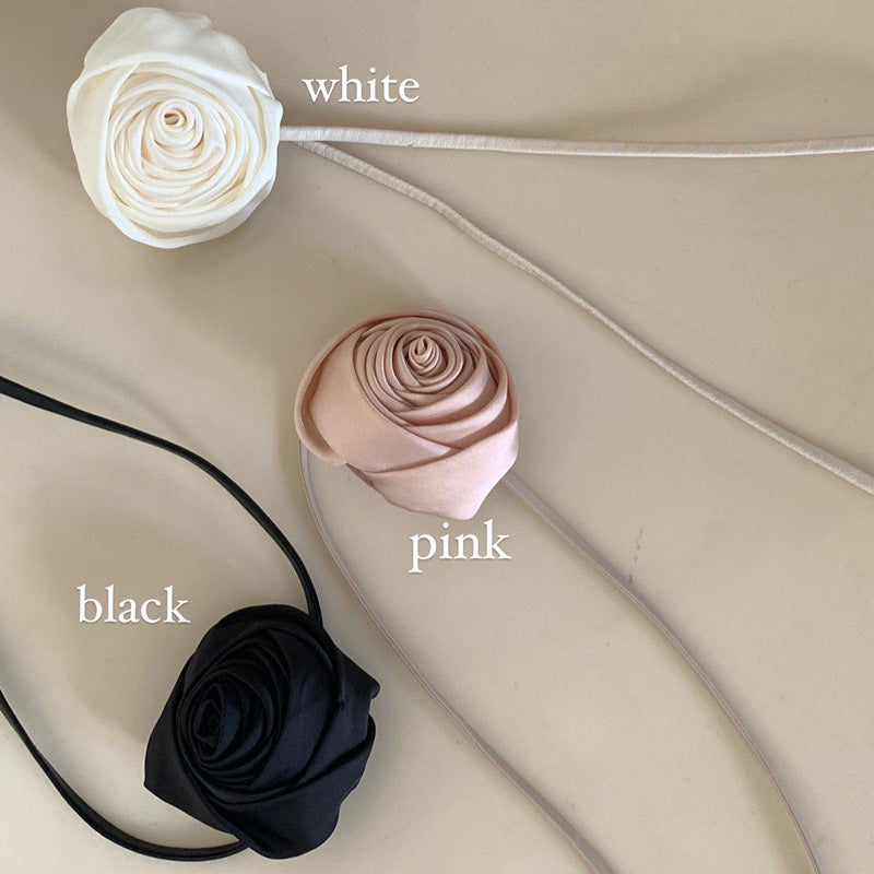 Niche Retro Pure Rose Handmade Wrist Flower Silk Female Sexy Collar