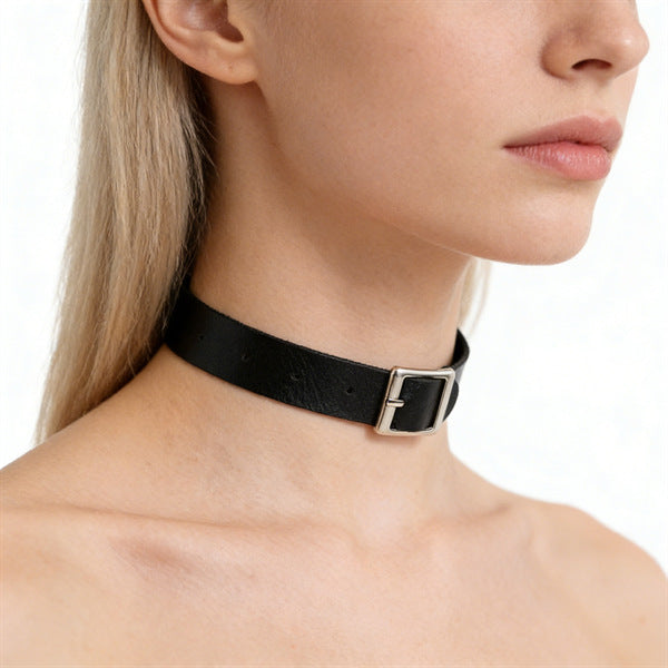 Leather Female Black Spike Punk Gothic Collar