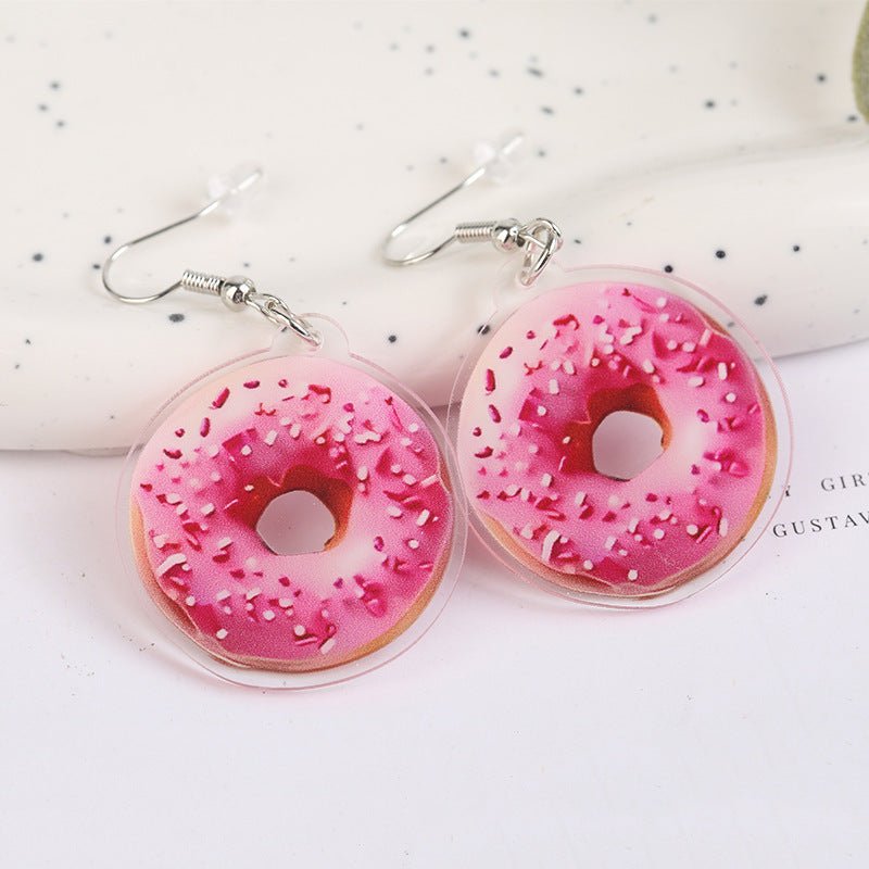 Hamburger Pizza Shape Acrylic Fashion Dessert Earrings
