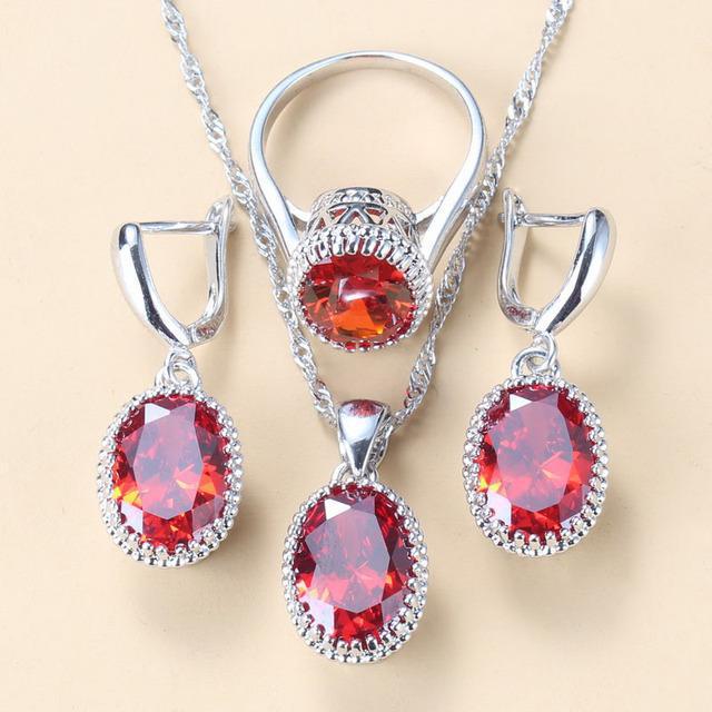 Unique Fashion Zircon Three-piece Oval Optional Jewelry Set