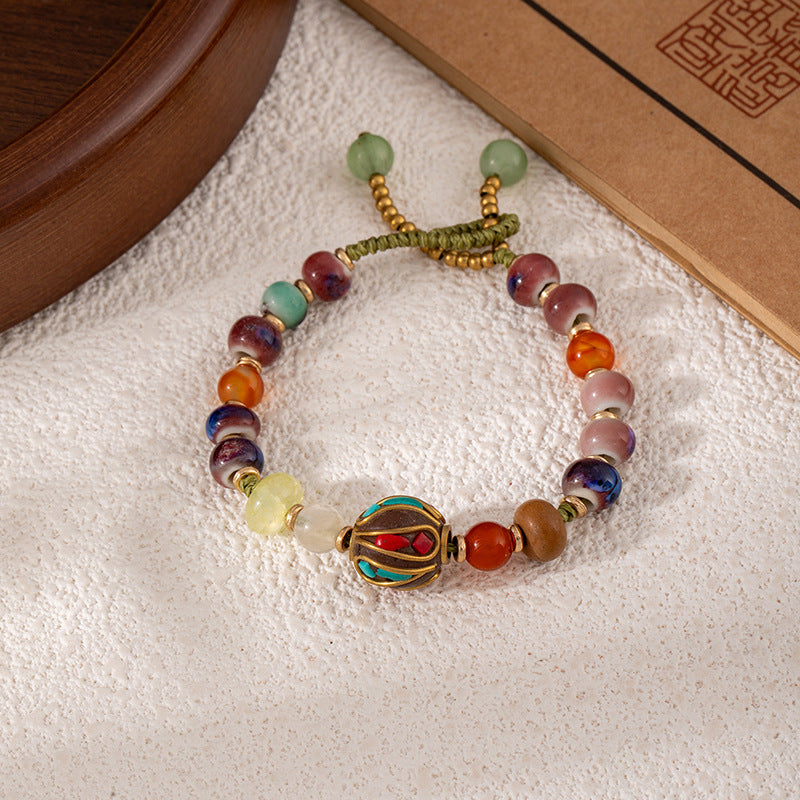 Colorful Turquoise Retro Artistic Personality Nepal Creative Crafts Braid Bracelet